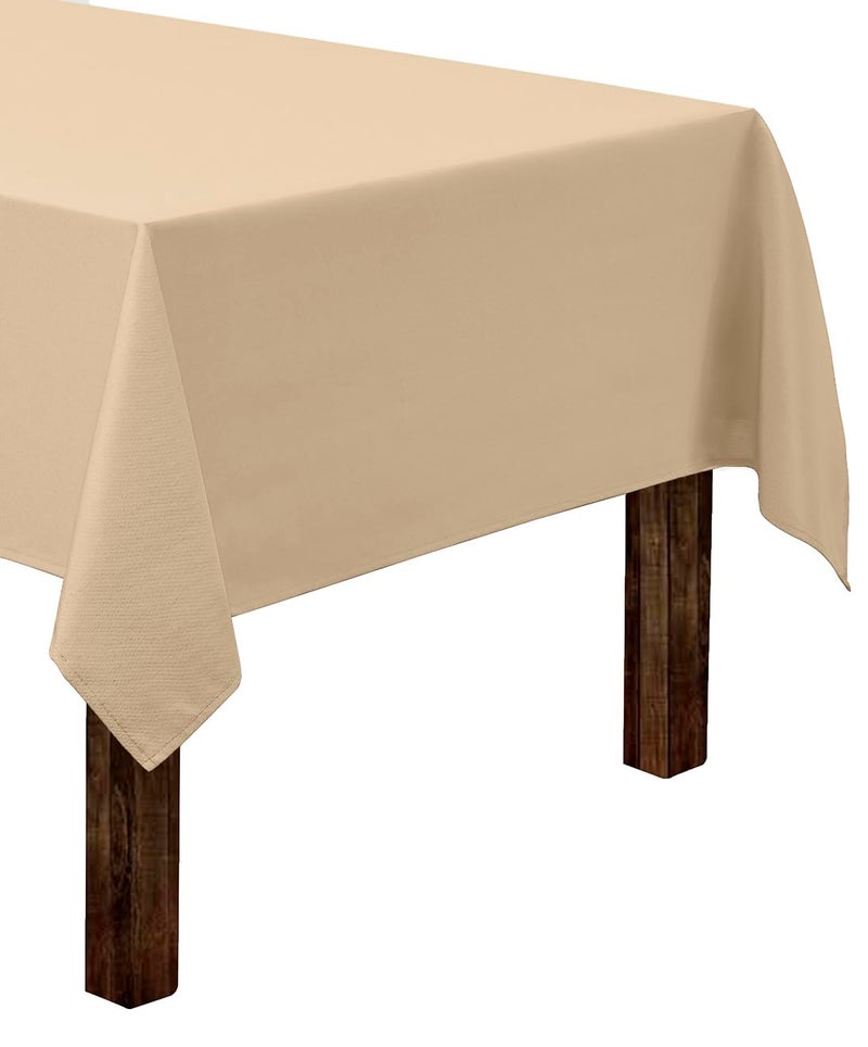 Gee Di Moda Rectangle Tablecloth - 60 x 84 Inch Beige Table Cloth for 5 Foot Rectangle Tables - Heavy Duty Washable Fabric - for Holiday Party, Dinner, Weddings, Baby Shower & Events - Image 1